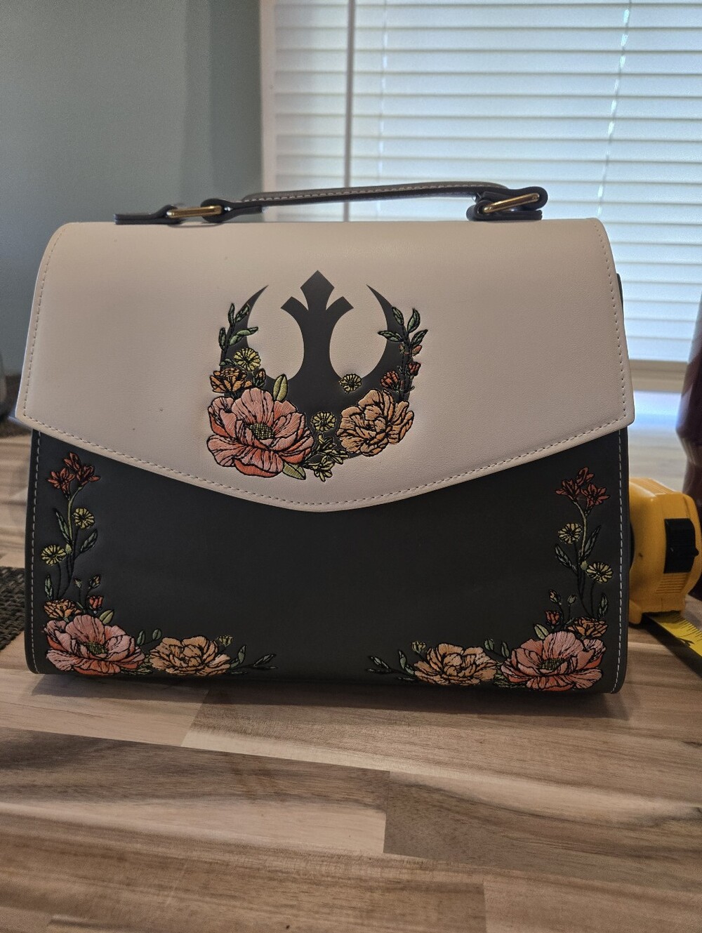 Loungefly Star Wars Floral Embroidered Two-Tone Top Handle Bag - Black & Cream